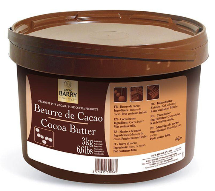 Cacao Barry - Cocoa Butter – 3kg (6.6 lbs) - 100% Pure Deodorized Cocoa Butter - Canadian Distribution