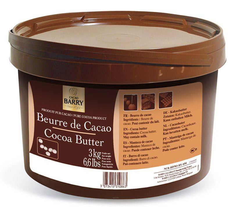 Cacao Barry - Cocoa Butter – 3kg (6.6 lbs) - 100% Pure Deodorized Cocoa Butter - Canadian Distribution