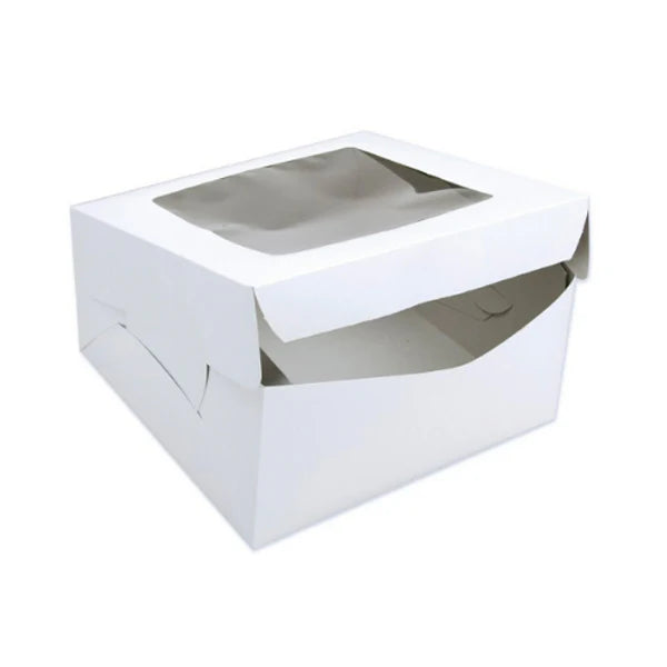 Cake Box with Window - White - 10x10x2.5 x 200 - Bakery Packaging Products By E.B. Box