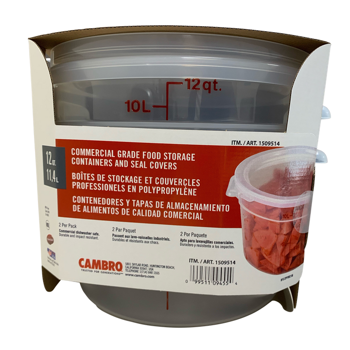 Cambro Commercial grade food storage container with clear lid on a white background - Canadian Distributor