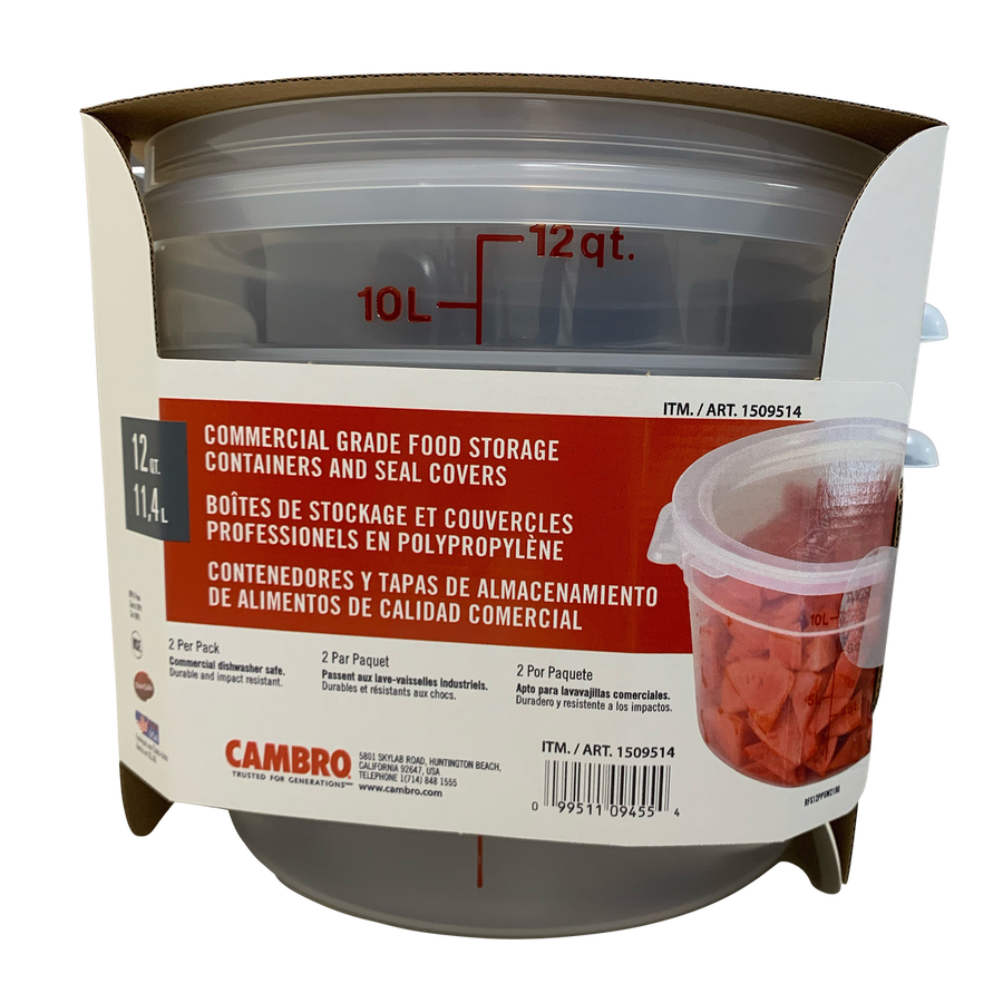 Cambro Commercial grade food storage container with clear lid on a white background - Canadian Distributor