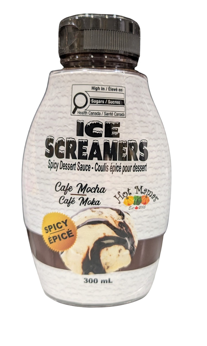 Bottle of Ice Screamer Spicy Dessert Sauce on a white background