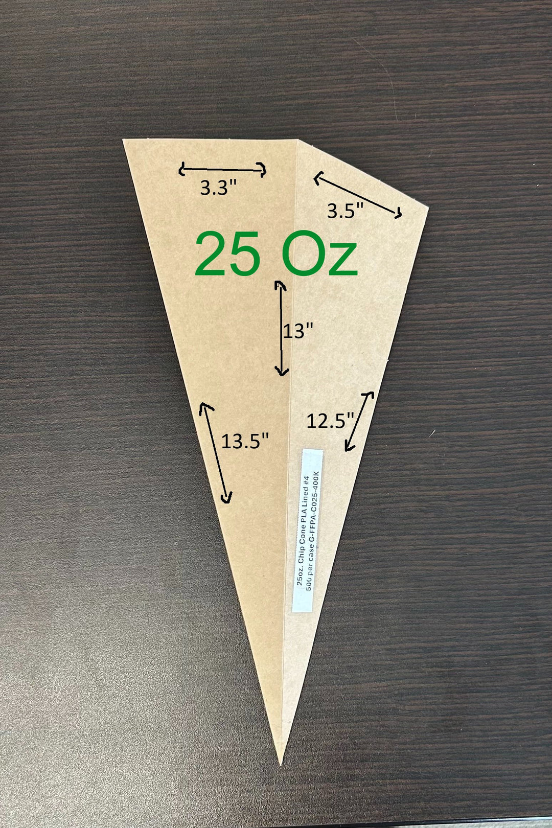Dimensions for the Chips and Churros Paper Cones PLA