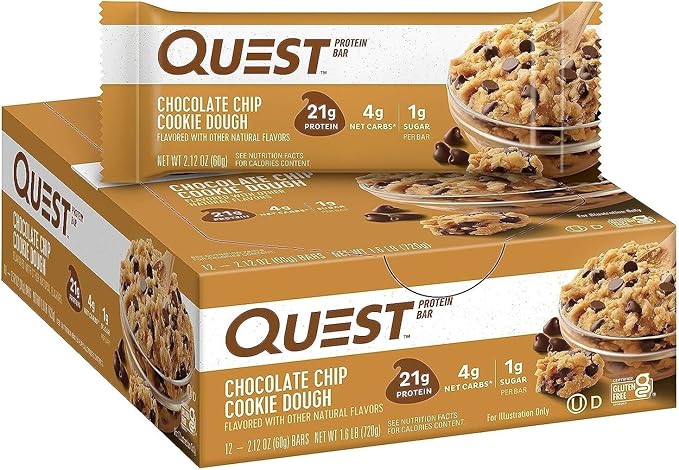 Chocolate Chip Cookie Dough Flavour Protein Bar - 12 x 21g - Quest Nutrition Canada