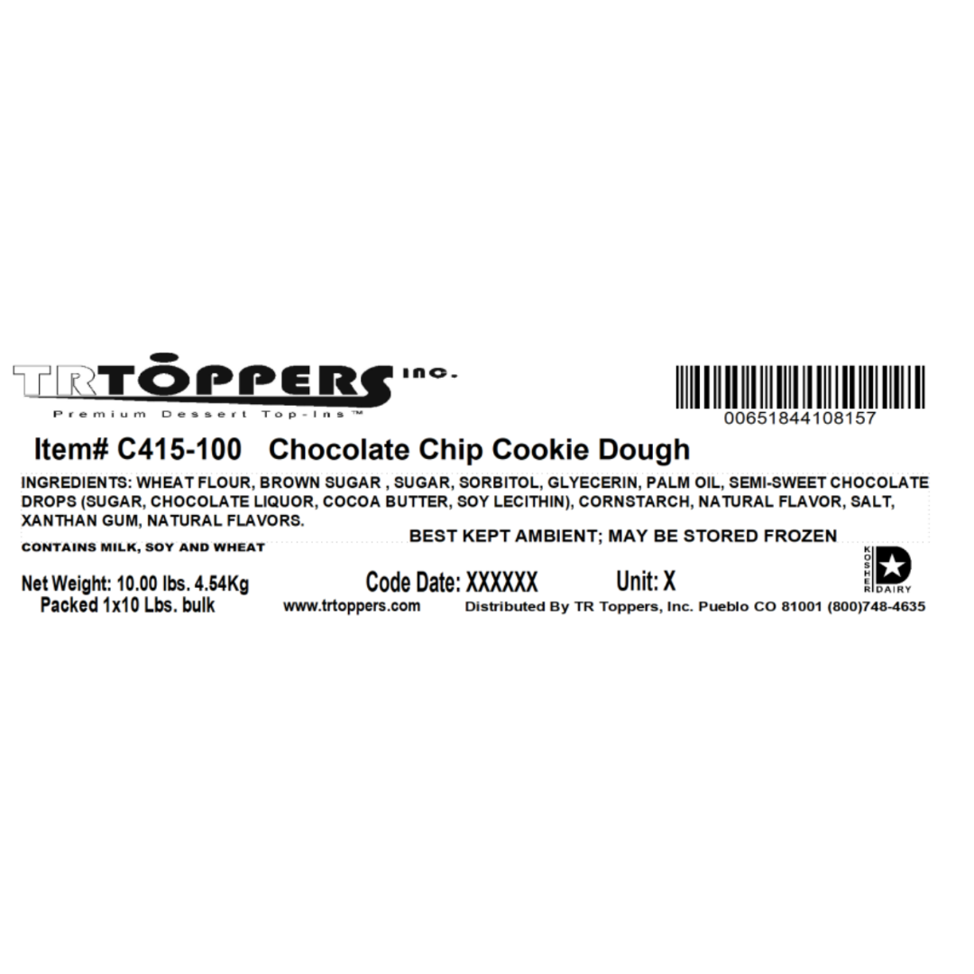 Shelf-Stable Chocolate Chip Cookie Dough Candy Toppings | TR Toppers C415-100 | Premium Dessert Toppings, Mix-Ins and Inclusions | Canadian Distribution