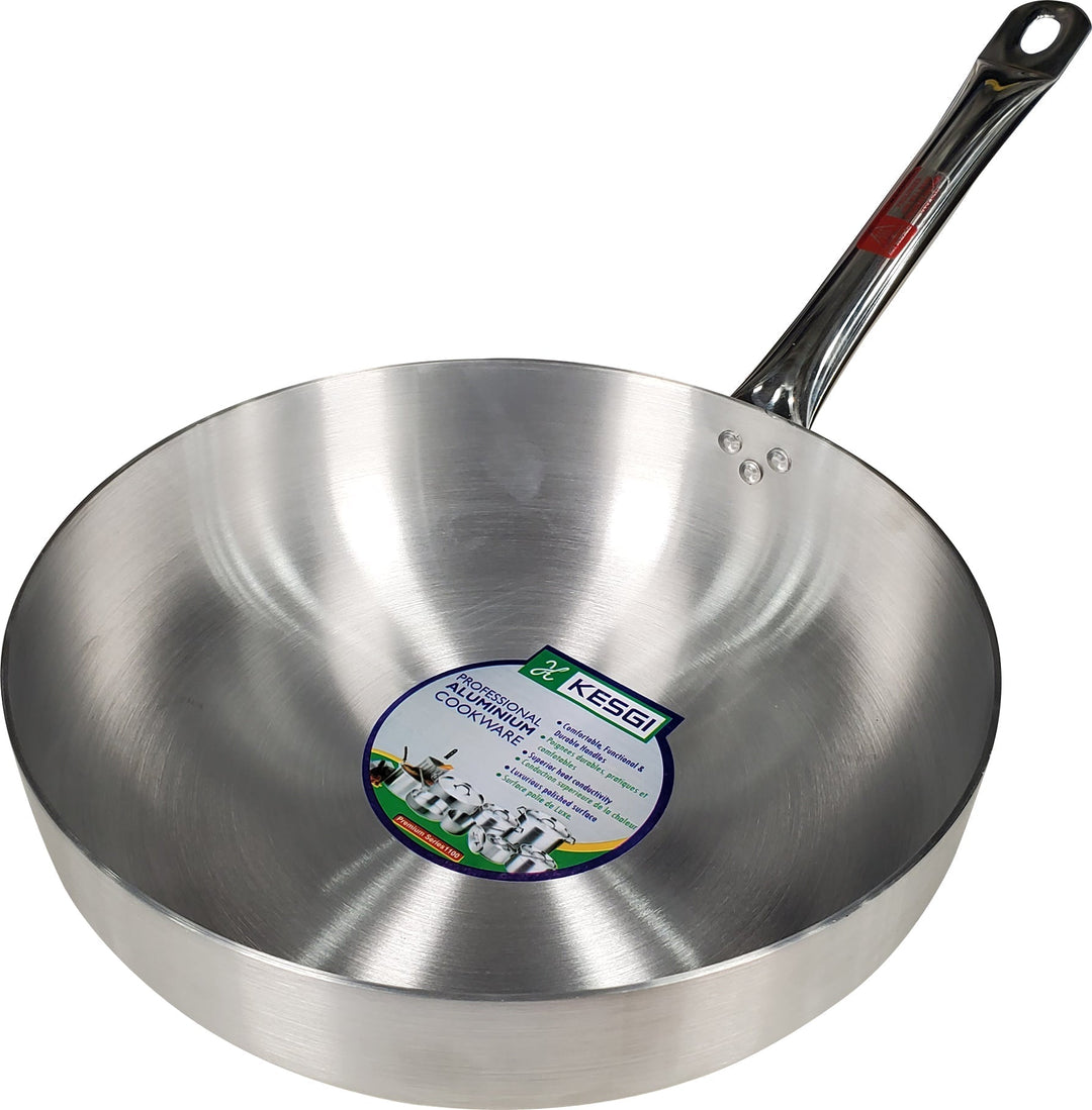 Kesgi - 12" Deep Fry Pan Metal Finish - Pipe Handle