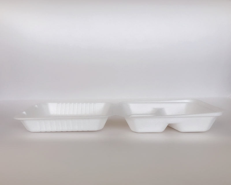 9" x 9" x 3" Sugarcane Clamshell 3 Compartment 200cs BPI - Disposable Take Away Food Packaging - Canadian Distribution