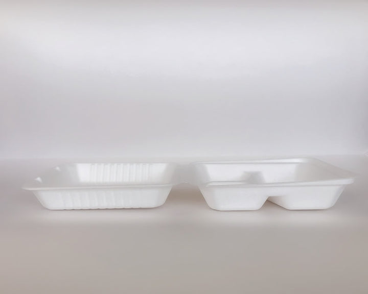 9" x 9" x 3" Sugarcane Clamshell 3 Compartment 200cs BPI - Disposable Take Away Food Packaging - Canadian Distribution