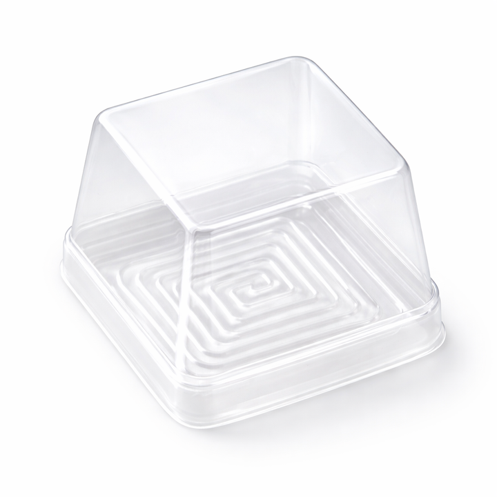 Clear Square Mini Dessert Container with Deep Lid – For Confections & Pastries - Canadian Distribution - Ships Free Within Canada on Orders Above CAD $199