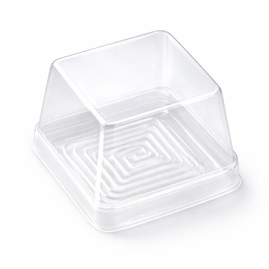 Clear Square Mini Dessert Container with Deep Lid – For Confections & Pastries - Canadian Distribution - Ships Free Within Canada on Orders Above CAD $199