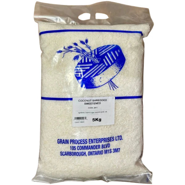 Bag of Coconut Shredded Sweetened - 5KG - Grain Process Enterprises - Canadian Distribution - Ships Free Within Canada on Orders Above CAD $199