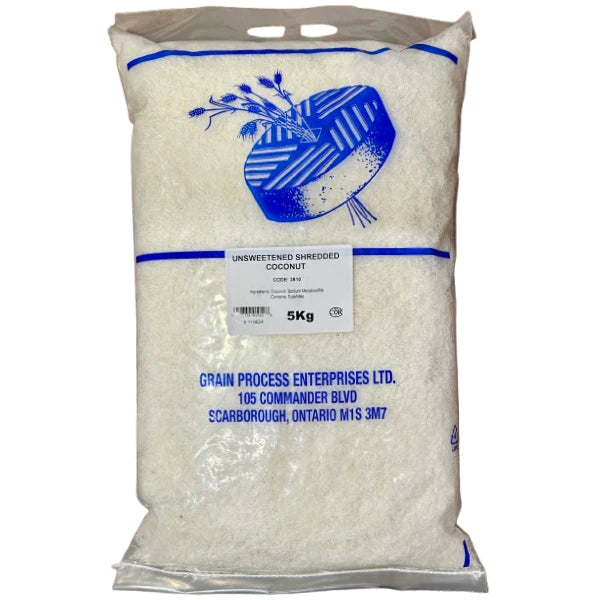 Bag of Coconut Shredded Unsweetened - 5KG - Grain Process Enterprises - Canadian Distribution - Ships Free Within Canada on Orders Above CAD $199