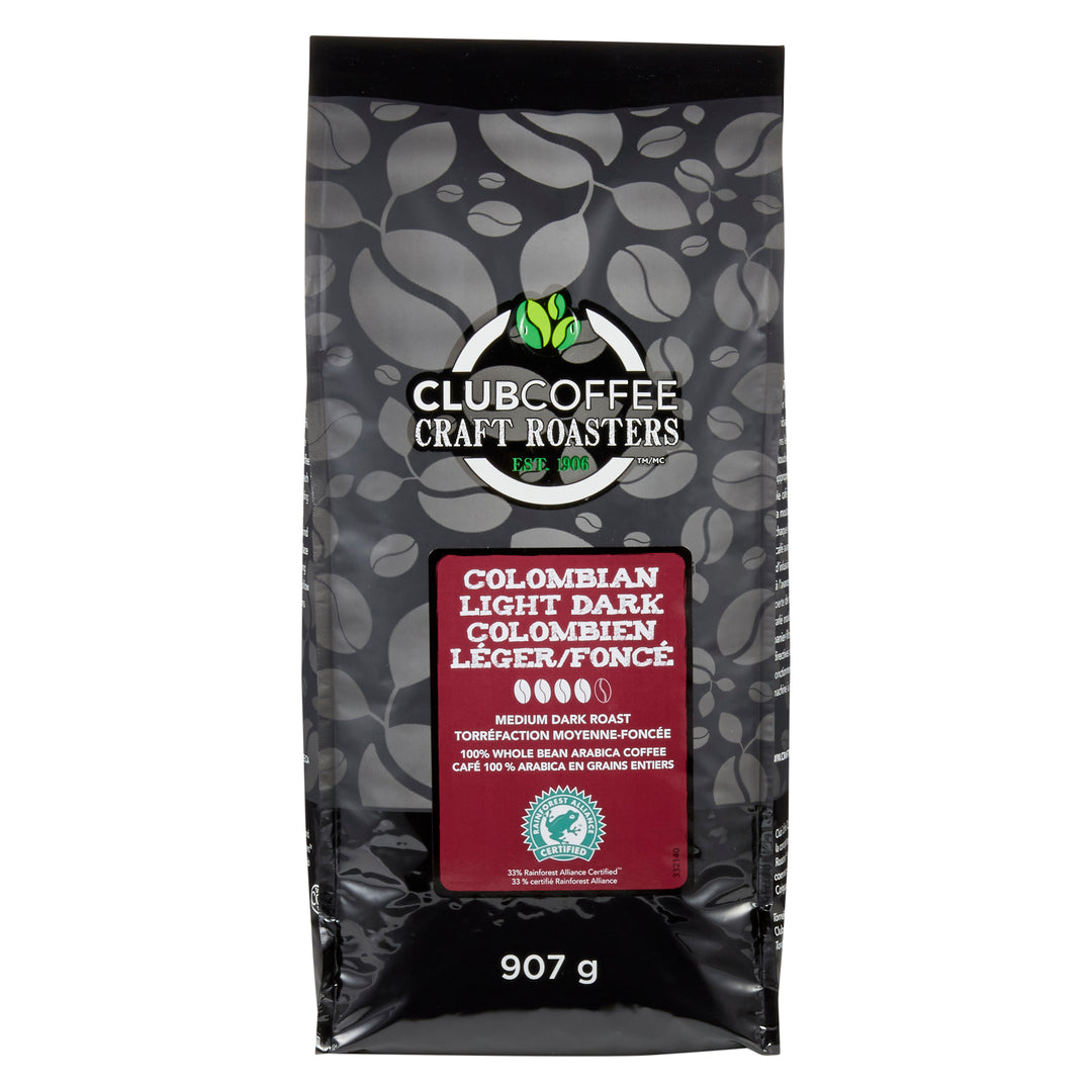 Club Coffee Craft Roasters | Colombian Light Dark - Whole Bean Bag - Case of 8 x 2 LB Bags