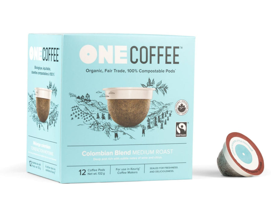 One Coffee - Colombian Blend - Box of 18 Single Serve Pods | Fairtrade Organic - Medium-Dark Roast