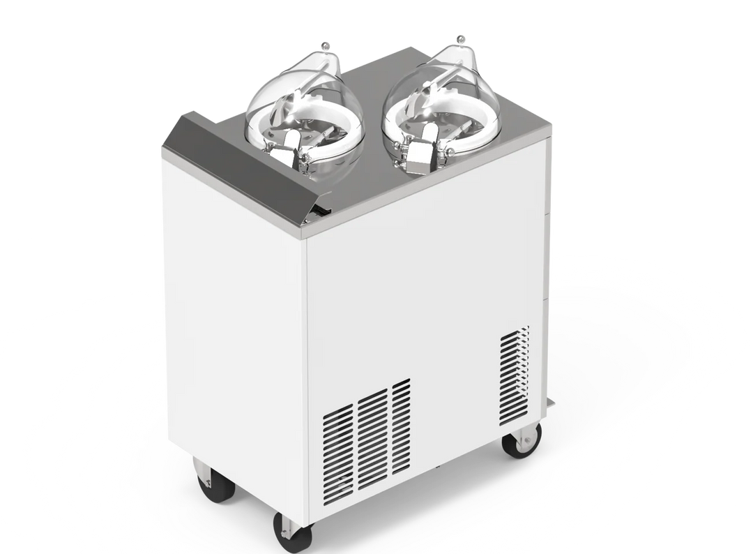 Commercial Gelato Ice Cream Maker, EC2 V, Two Pots – Space Saver - Standing Model - Top Churn Canada