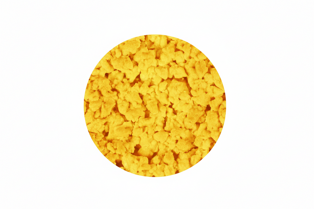 Close up texture image of Rubicone Mango Dry Crumble - Mango flavoured biscuits for gelato and pastry