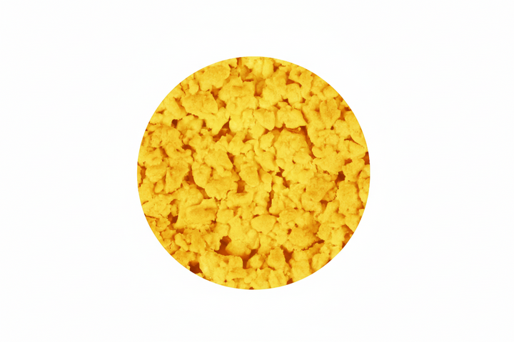 Close up texture image of Rubicone Mango Dry Crumble - Mango flavoured biscuits for gelato and pastry