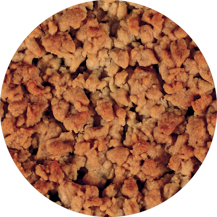 Close-up texture image of caramel dry crumble - crunchy caramel flavoured biscuits