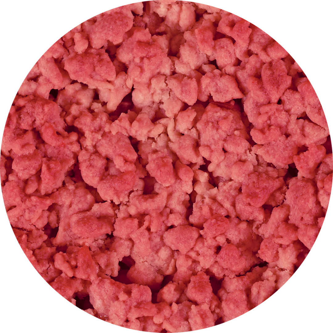 Rubicone Raspberry Dry Crumble Texture image - Crunchy raspberry flavoured biscuits for gelato and pastry applications