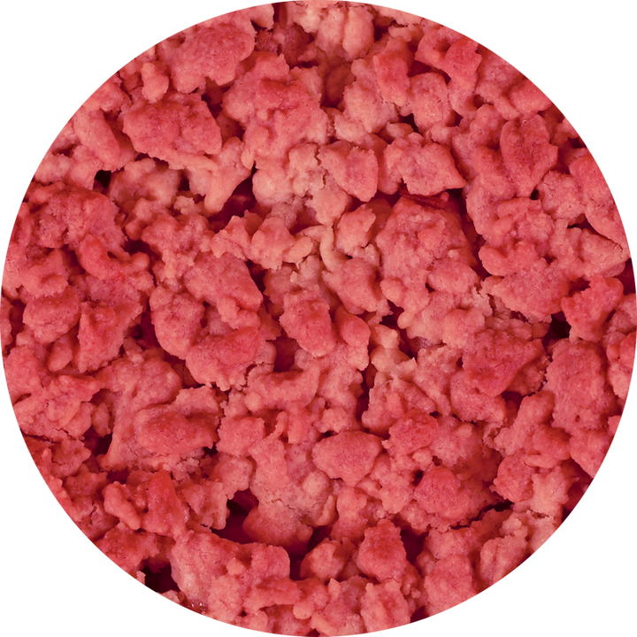 Rubicone Raspberry Dry Crumble Texture image - Crunchy raspberry flavoured biscuits for gelato and pastry applications