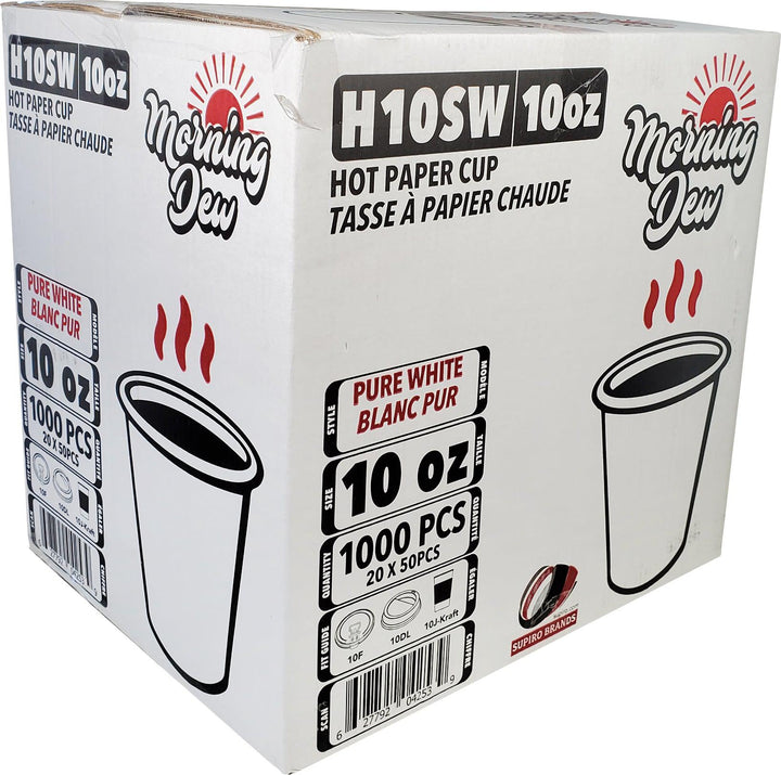 Morning Dew - 10 oz Squat Hot Paper Cup - White - 20 x 50 count