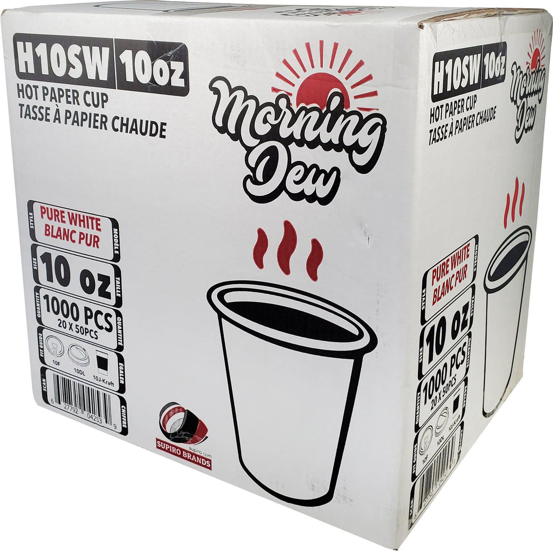 Morning Dew - 10 oz Squat Hot Paper Cup - White - 20 x 50 count