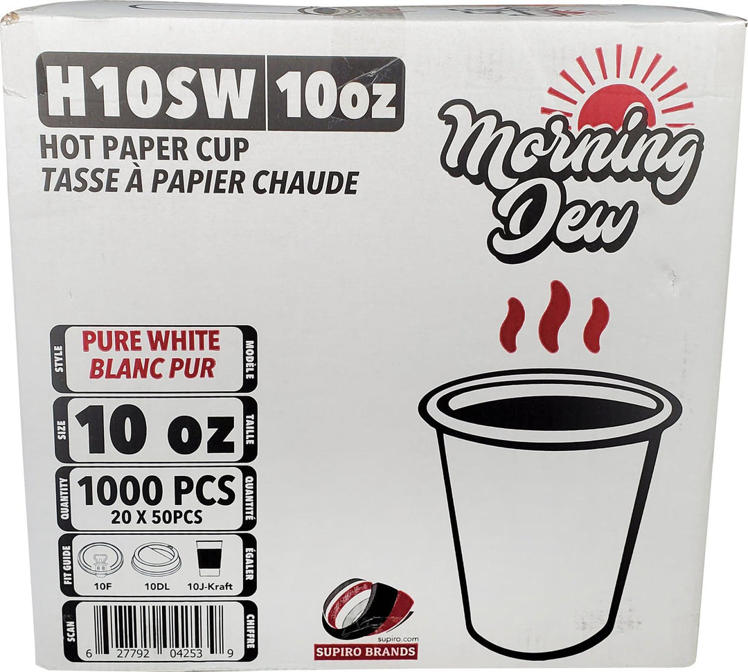 Morning Dew - 10 oz Squat Hot Paper Cup - White - 20 x 50 count