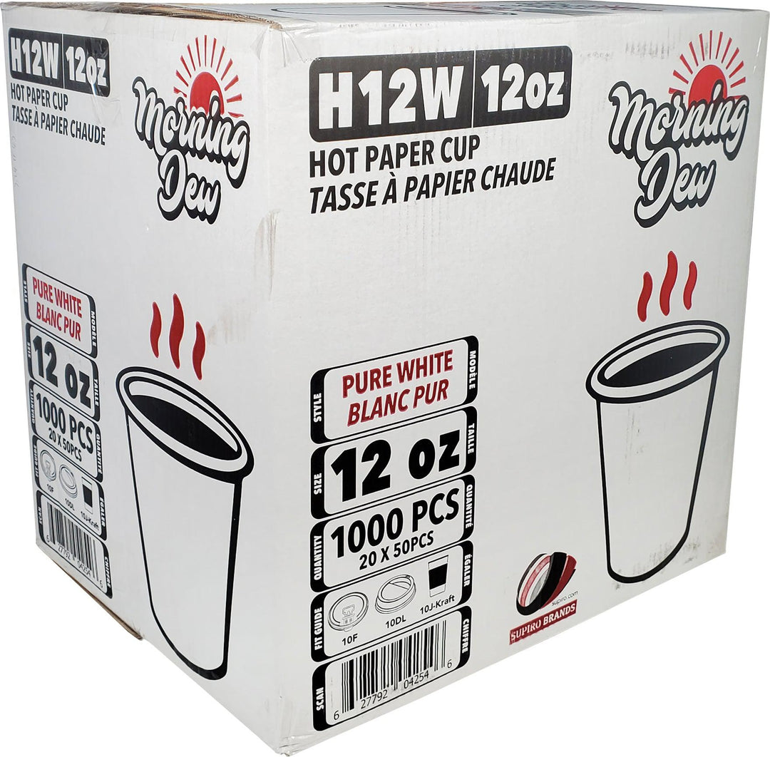 Morning Dew - 12 oz Hot Paper Cup - White - 20 x 50 count