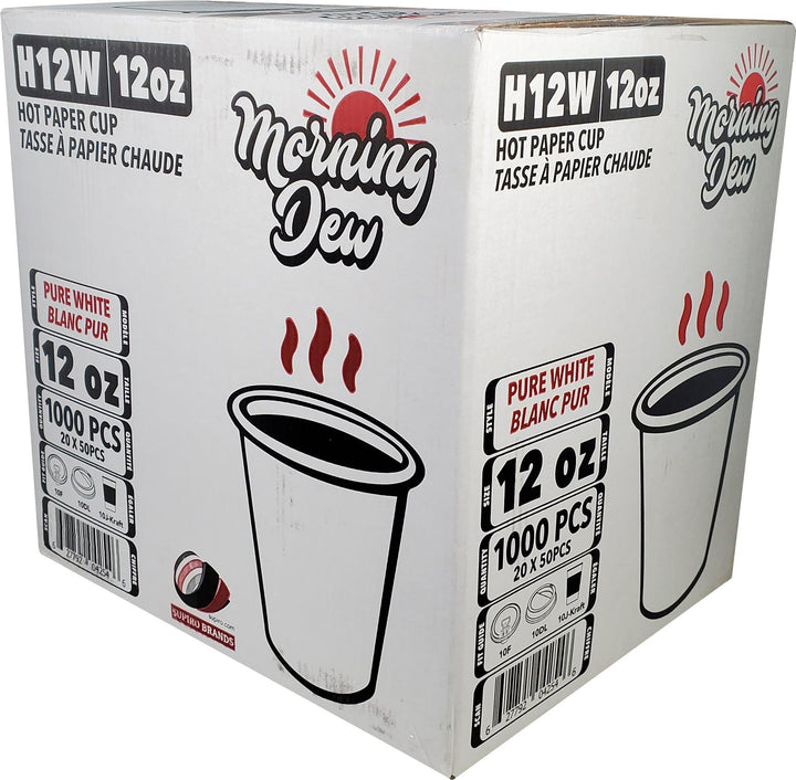 Morning Dew - 12 oz Hot Paper Cup - White - 20 x 50 count