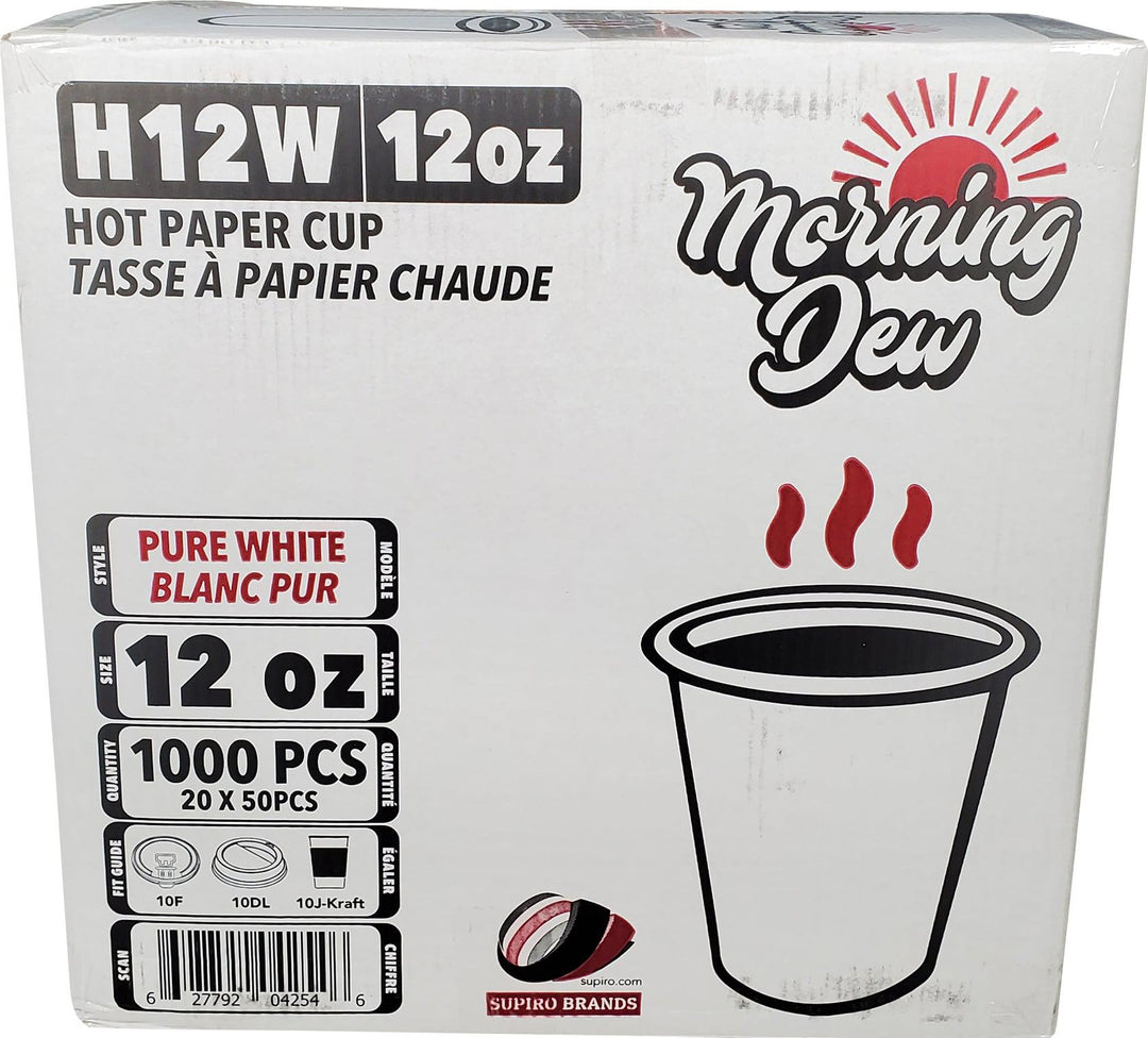 Morning Dew - 12 oz Hot Paper Cup - White - 20 x 50 count