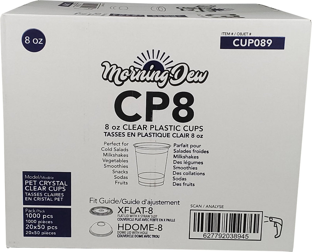 Morning Dew - 8oz Clear Pet Cup - 78mm - 20 x 50 count