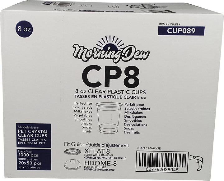 Morning Dew - 8oz Clear Pet Cup - 78mm - 20 x 50 count