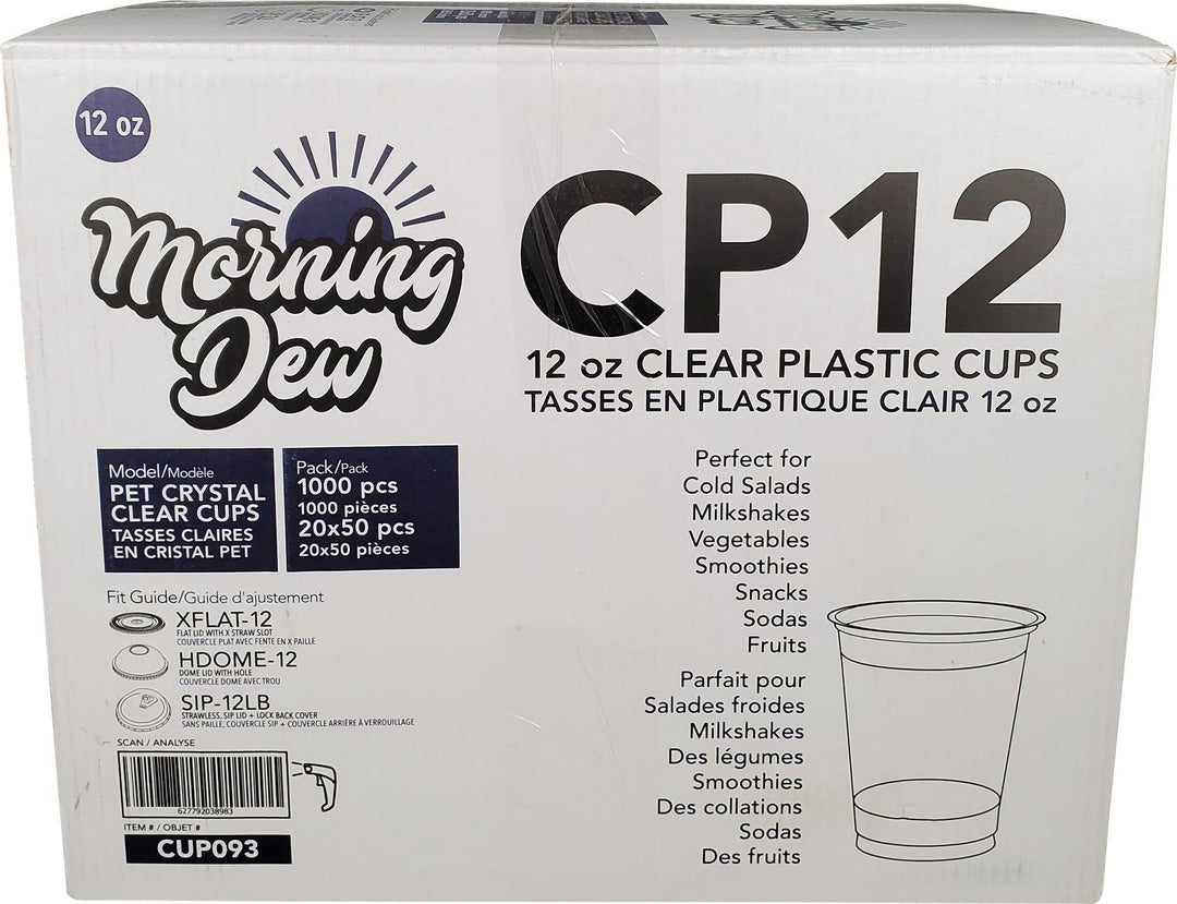 Morning Dew - 12 oz Clear Pet Cup - 92mm - 20 x 50 count