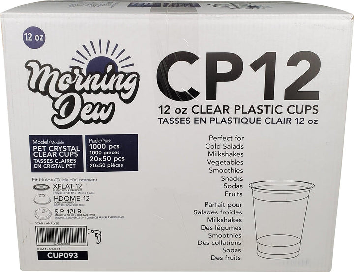 Morning Dew - 12 oz Clear Pet Cup - 92mm - 20 x 50 count