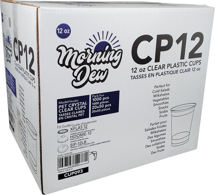 Morning Dew - 12 oz Clear Pet Cup - 92mm - 20 x 50 count