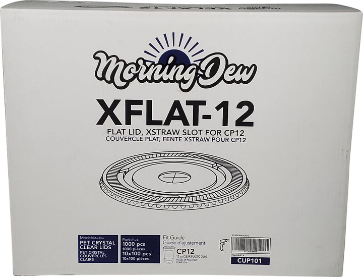 Morning Dew - X Slot Flat Lids - For 12oz Cup Only - 10 x 100 count