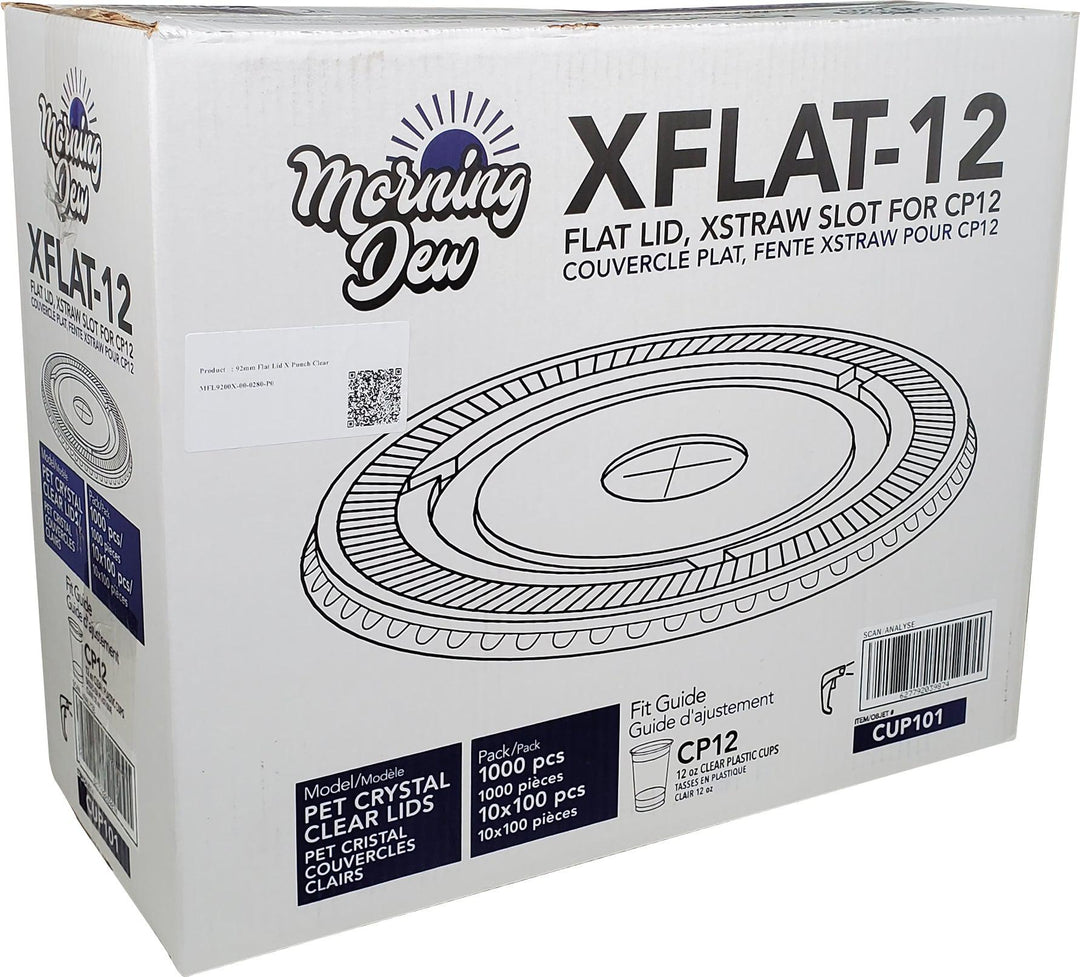 Morning Dew - X Slot Flat Lids - For 12oz Cup Only - 10 x 100 count