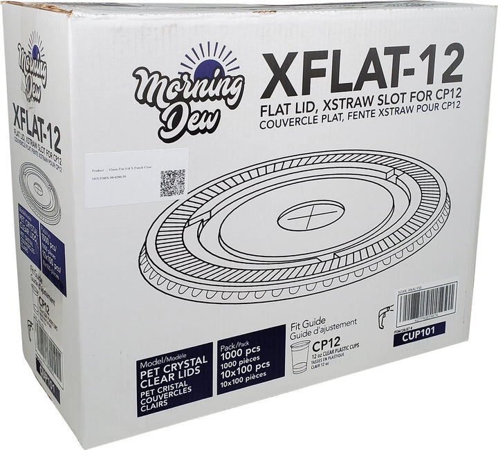 Morning Dew - X Slot Flat Lids - For 12oz Cup Only - 10 x 100 count