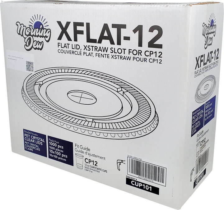 Morning Dew - X Slot Flat Lids - For 12oz Cup Only - 10 x 100 count