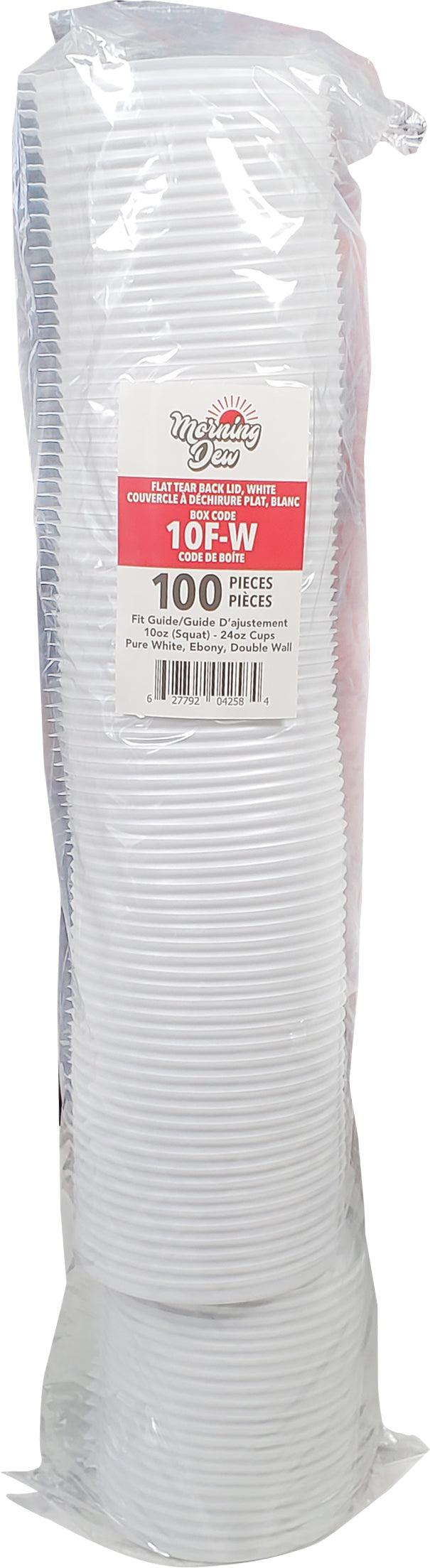Morning Dew - Tear Back Flat Lid for 10-24 oz Hot Paper Cups - White - 10 x 100 count