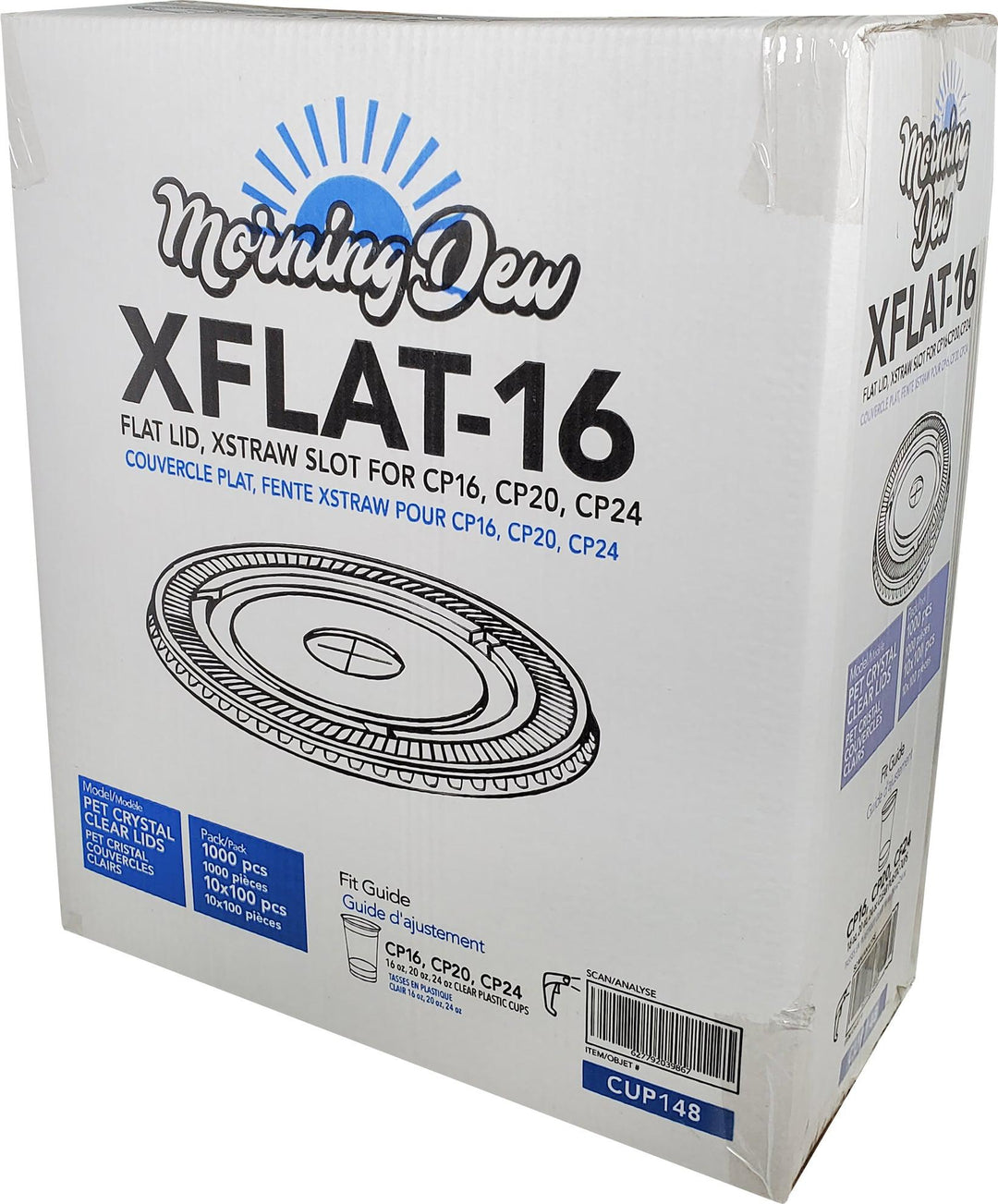 Morning Dew - Clear Flat Lid - 16-24oz Cup - 98mm - 10 x 100 count