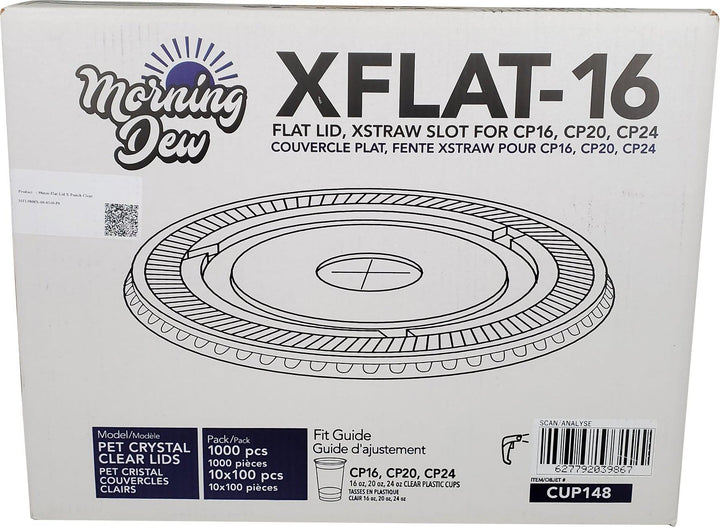 Morning Dew - Clear Flat Lid - 16-24oz Cup - 98mm - 10 x 100 count