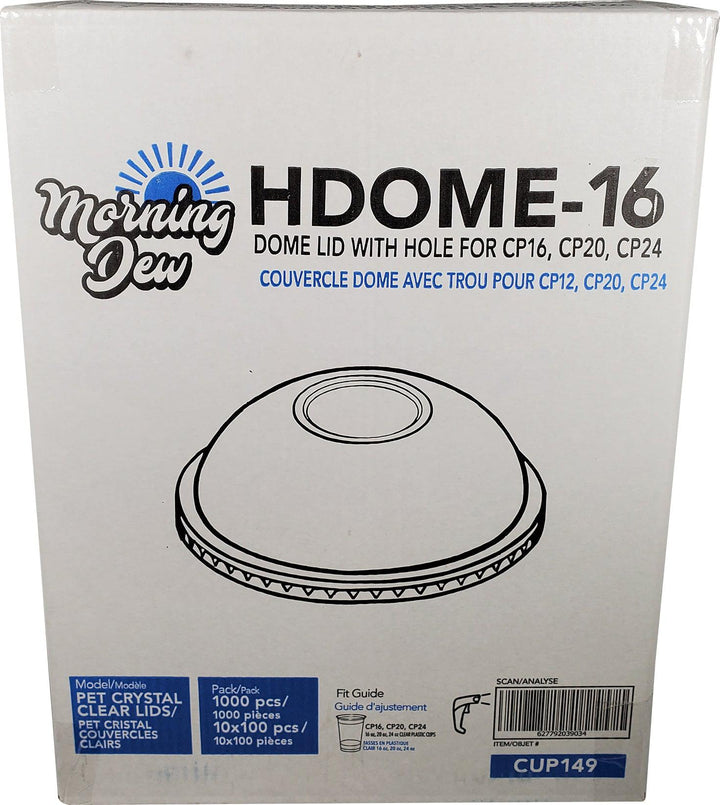 Morning Dew - Dome Lid with Hole - 16-24oz Cup - 98mm - 10 x 100 count