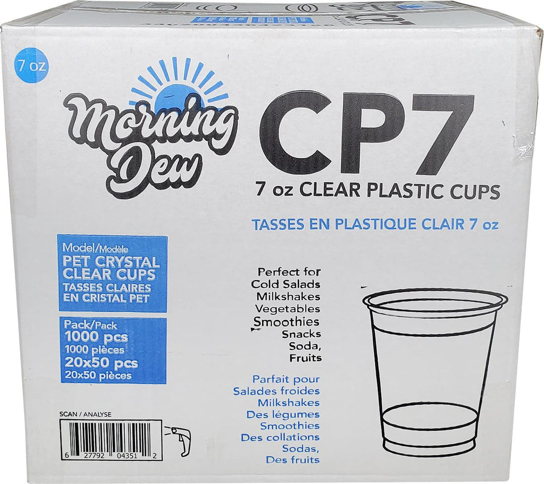 Morning Dew - 7oz Clear PET Cup - 78mm - 20 x 50 count