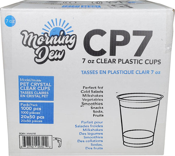 Morning Dew - 7oz Clear PET Cup - 78mm - 20 x 50 count