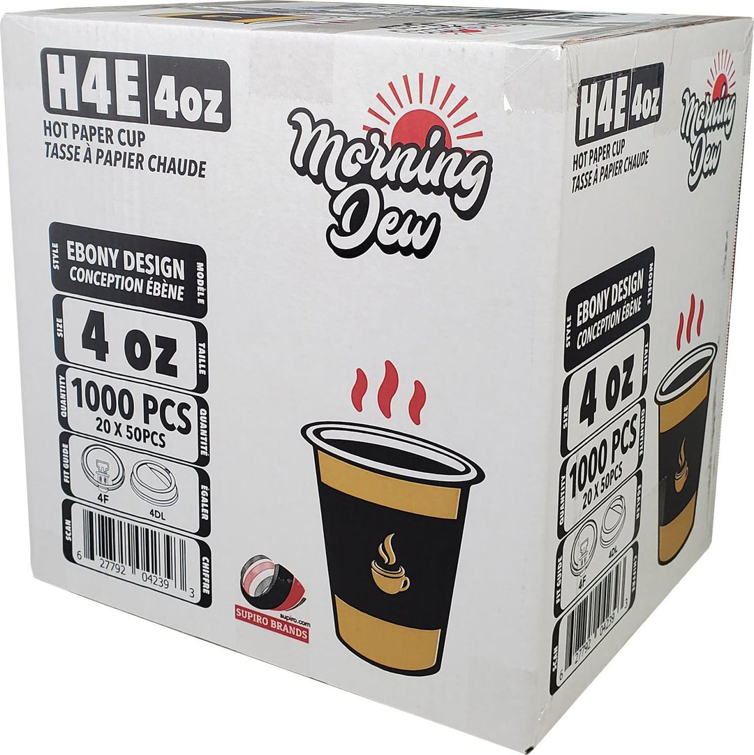 Morning Dew - 4 oz Hot Paper Cups - Ebony Print - 20 x 50 count