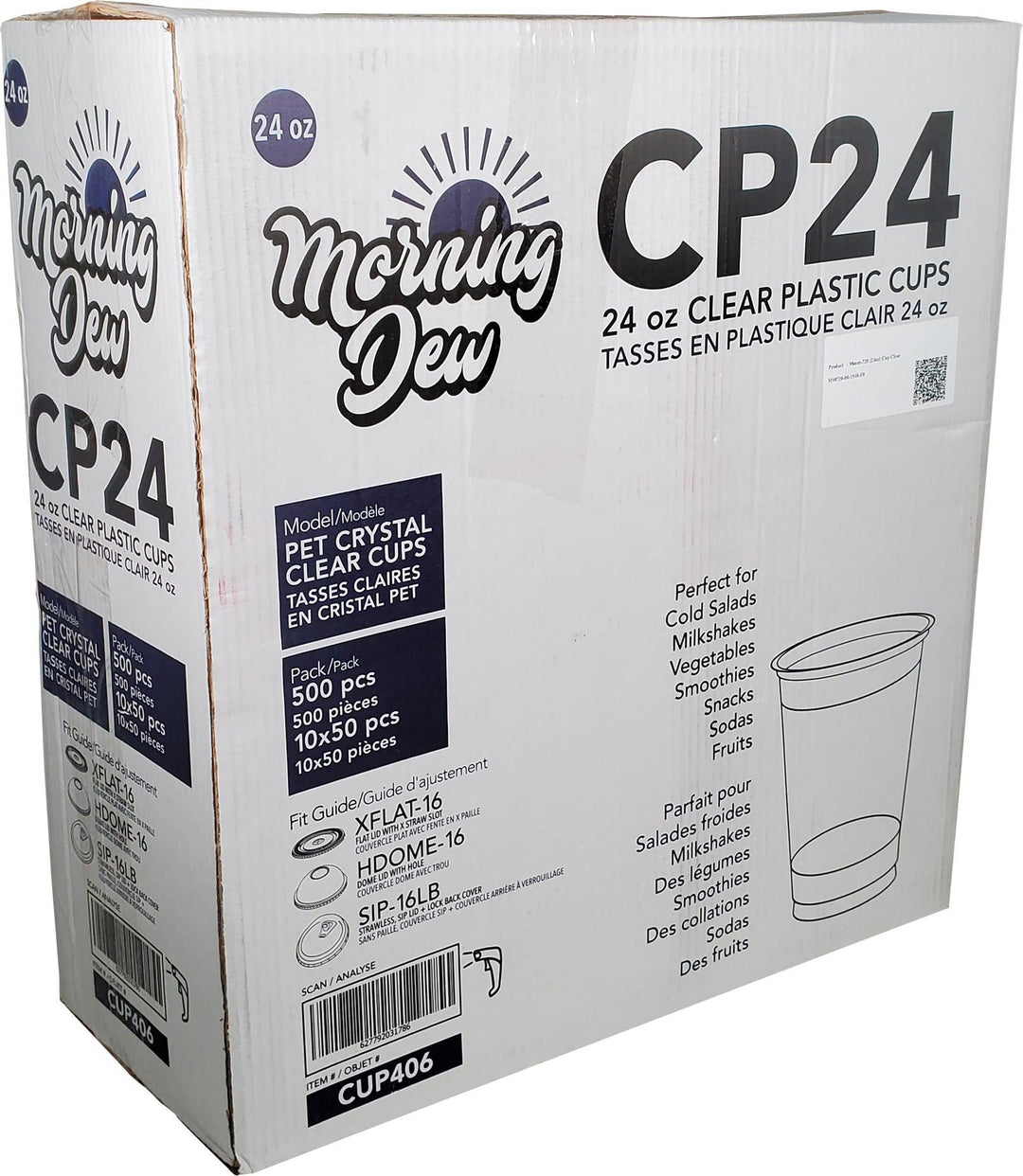 Morning Dew - 24 oz Clear Pet Cup - 98mm - 10 x 50 count