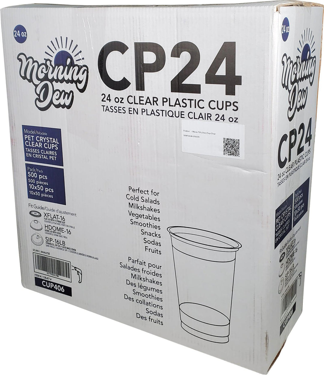 Morning Dew - 24 oz Clear Pet Cup - 98mm - 10 x 50 count