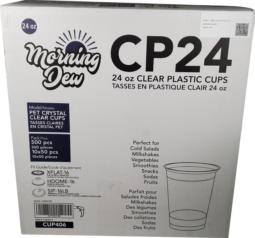 Morning Dew - 24 oz Clear Pet Cup - 98mm - 10 x 50 count