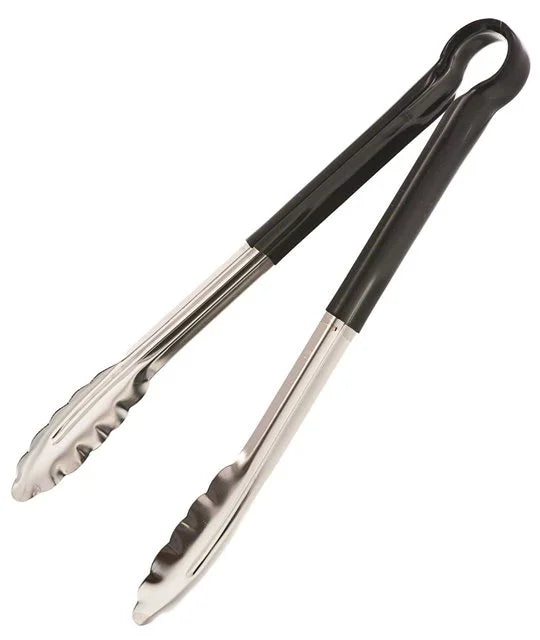 Browne Foodservice 12In Stainless Steel Utility Tongs, Black Coated Handle - Restaurant Equipment and Smallwares - Canadian Distribution
